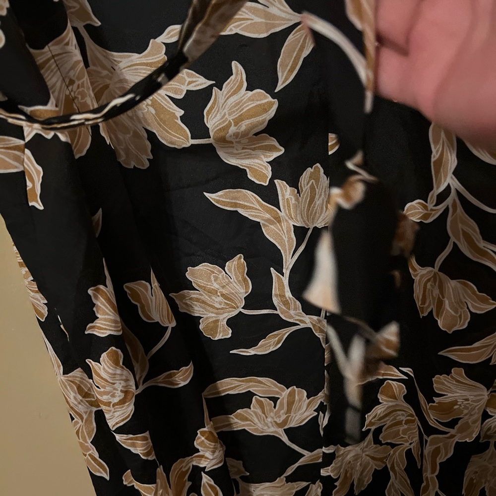 Maison Du Soir Selena Kimono S/M Black Gold Floral Belt Duster Jacket Robe J7 - Picture 6 of 12